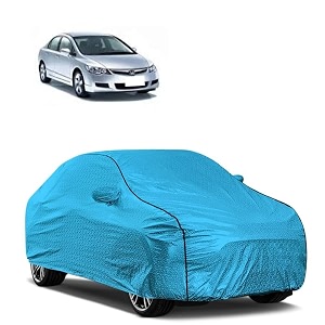 car bady cover waterproof compatible with honda old civic triple stitched fully elastic ultra mirror pocket  heavy buckle  mtl blue amp black piping blue amp black