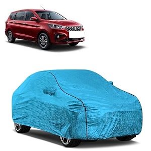 car bady cover waterproof compatible with maruti ertiga triple stitched fully elastic ultra mirror pocket  heavy buckle  mtl blue amp black piping blue amp black