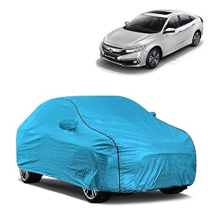 car bady cover waterproof compatible with honda new civic triple stitched fully elastic ultra mirror pocket  heavy buckle  mtl blue amp black piping blue amp black
