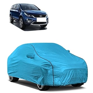 car bady cover waterproof compatible with tata hexa triple stitched fully elastic ultra mirror pocket  heavy buckle  mtl blue amp black piping blue amp black