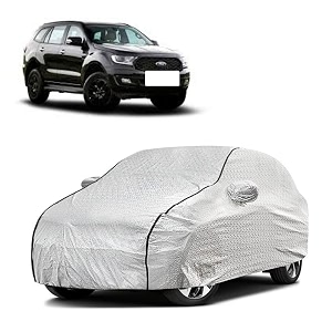 car bady cover waterproof compatible with ford old endeavour triple stitched fully elastic ultra mirror pocket  heavy buckle  silver amp black piping silver amp black
