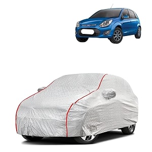 car bady cover waterproof compatible with ford triple stitched fully elastic ultra mirror pocket  heavy buckle  silver amp red piping silver amp red