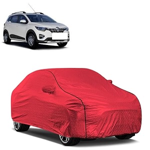 car bady cover waterproof compatible with renault triber triple stitched fully elastic ultra mirror pocket  heavy buckle  mth red amp black piping red amp black