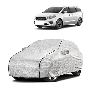 car bady cover waterproof compatible with kia seltos triple stitched fully elastic ultra mirror pocket  heavy buckle  silver amp black piping silver amp black
