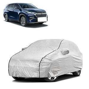 car bady cover waterproof compatible with maruti suzuki invicto triple stitched fully elastic ultra mirror pocket  heavy buckle  silver amp black piping silver amp black