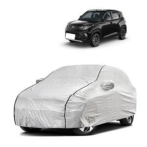 car bady cover waterproof compatible with mahindra marazzo triple stitched fully elastic ultra mirror pocket  heavy buckle  silver amp black piping silver amp black