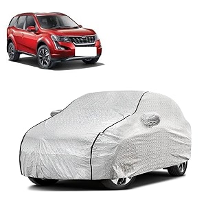 car bady cover waterproof compatible with mahindra xuv 500 2020 triple stitched fully elastic ultra mirror pocket  heavy buckle  silver amp black piping silver amp black