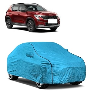 car bady cover waterproof compatible with mahindra bolero triple stitched fully elastic ultra mirror pocket  heavy buckle  mtl blue amp black piping blue amp black