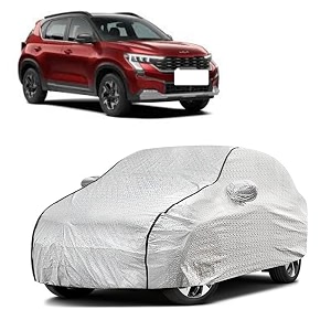 car bady cover waterproof compatible with mahindra bolero triple stitched fully elastic ultra mirror pocket  heavy buckle  silver amp black piping silver amp black