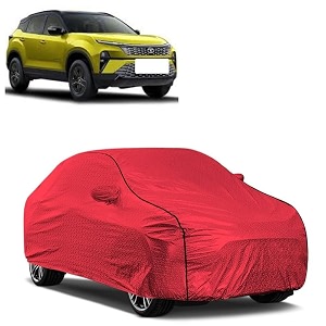car bady cover waterproof compatible with tata harrier triple stitched fully elastic ultra mirror pocket  heavy buckle  mth red amp black piping red amp black