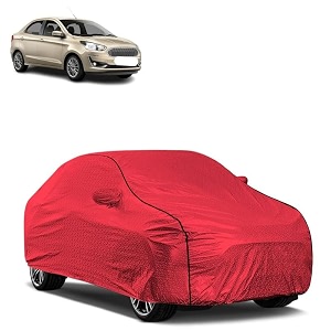 car bady cover waterproof compatible with ford aspire triple stitched fully elastic ultra mirror pocket  heavy buckle  mth red amp black piping red amp black