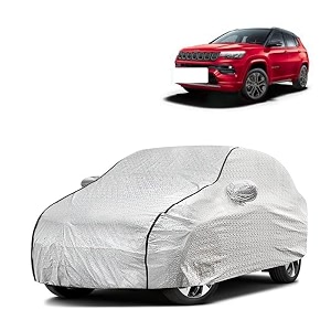 car bady cover waterproof compatible with kia carens triple stitched fully elastic ultra mirror pocket  heavy buckle  silver amp black piping silver amp black
