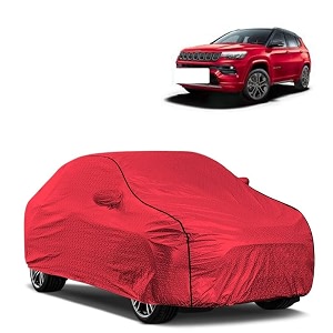car bady cover waterproof compatible with kia carens triple stitched fully elastic ultra mirror pocket  heavy buckle  mth red amp black piping red amp black