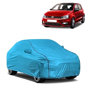 car bady cover waterproof compatible with volkswagen polo gt triple stitched fully elastic ultra mirror pocket  heavy buckle  mtl blue amp black piping blue amp black
