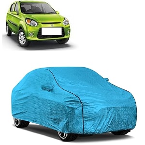 car bady cover waterproof compatible with maruti alto k10 triple stitched fully elastic ultra mirror pocket  heavy buckle  mtl blue amp black piping blue amp black