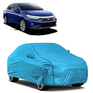 car bady cover waterproof compatible with honda new city triple stitched fully elastic ultra mirror pocket  heavy buckle  mtl blue amp black piping blue amp black