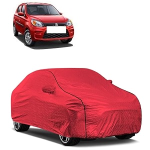 car bady cover waterproof compatible with maruti alto triple stitched fully elastic ultra mirror pocket  heavy buckle  mth red amp black piping red amp black