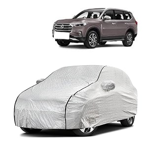 car bady cover waterproof compatible with mg gloster triple stitched fully elastic ultra mirror pocket  heavy buckle  silver amp black piping silver amp black