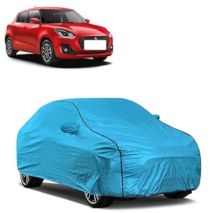 car bady cover waterproof compatible with maruti swift triple stitched fully elastic ultra mirror pocket  heavy buckle  mtl blue amp black piping blue amp black