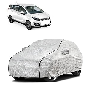 car bady cover waterproof compatible with mahindra new thar triple stitched fully elastic ultra mirror pocket  heavy buckle  silver amp black piping silver amp black