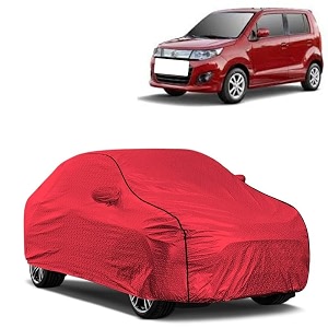 car bady cover waterproof compatible with maruti wagonr stingray triple stitched fully elastic ultra mirror pocket  heavy buckle  mth red amp black piping red amp black