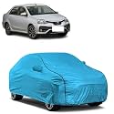 Car Bady Cover Waterproof Compatible with Toyota Etios |Triple Stitched |Fully Elastic Ultra |Mirror Pocket | Heavy Buckle | MTL Blue &amp; Black Piping (Blue &amp; Black)