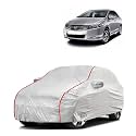 Car Bady Cover Waterproof Compatible with Honda Old City |Triple Stitched |Fully Elastic Ultra |Mirror Pocket | Heavy Buckle | Silver &amp; Red Piping (Silver &amp; Red)
