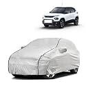 Car Bady Cover Waterproof Compatible with Tata Punch |Triple Stitched |Fully Elastic Ultra |Mirror Pocket | Heavy Buckle | Silver &amp; Black Piping (Silver &amp; Black)