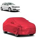 Car Bady Cover Waterproof Compatible with Volkswagen Polo |Triple Stitched |Fully Elastic Ultra |Mirror Pocket | Heavy Buckle | MTH Red &amp; Black Piping (Red &amp; Black)