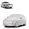 Car Bady Cover Waterproof Compatible with Maruti New Baleno |Triple Stitched |Fully Elastic Ultra |Mirror Pocket | Heavy Buckle | Silver &amp; Red Piping (Silver &amp; Red)