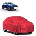 Car Bady Cover Waterproof Compatible with Maruti Fronx |Triple Stitched |Fully Elastic Ultra |Mirror Pocket | Heavy Buckle | MTH Red &amp; Black Piping (Red &amp; Black)