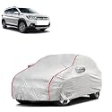 Car Bady Cover Waterproof Compatible with Maruti XL6 |Triple Stitched |Fully Elastic Ultra |Mirror Pocket | Heavy Buckle | Silver &amp; Red Piping (Silver &amp; Red)