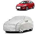 Car Bady Cover Waterproof Compatible with Hyundai Verna 2023 |Triple Stitched |Fully Elastic Ultra |Mirror Pocket | Heavy Buckle | Silver &amp; Black Piping (Silver &amp; Black)