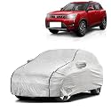 Car Bady Cover Waterproof Compatible with Mahindra XUV 400 EV |Triple Stitched |Fully Elastic Ultra |Mirror Pocket | Heavy Buckle | Silver &amp; Black Piping (Silver &amp; Black)