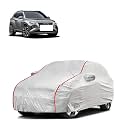 Car Bady Cover Waterproof Compatible with Hyundai Tucson |Triple Stitched |Fully Elastic Ultra |Mirror Pocket | Heavy Buckle | Silver &amp; Red Piping (Silver &amp; Red)
