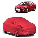 Car Bady Cover Waterproof Compatible with Hyundai Fluidic Verna |Triple Stitched |Fully Elastic Ultra |Mirror Pocket | Heavy Buckle | MTH Red &amp; Black Piping (Red &amp; Black)