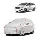 Car Bady Cover Waterproof Compatible with Kia SELTOS |Triple Stitched |Fully Elastic Ultra |Mirror Pocket | Heavy Buckle | Silver &amp; Red Piping (Silver &amp; Red)