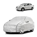 Car Bady Cover Waterproof Compatible with Honda Old Amaze |Triple Stitched |Fully Elastic Ultra |Mirror Pocket | Heavy Buckle | Silver &amp; Black Piping (Silver &amp; Black)