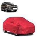 Car Bady Cover Waterproof Compatible with MG Hector |Triple Stitched |Fully Elastic Ultra |Mirror Pocket | Heavy Buckle | MTH Red &amp; Black Piping (Red &amp; Black)