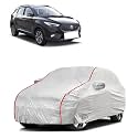 Car Bady Cover Waterproof Compatible with MG Astor |Triple Stitched |Fully Elastic Ultra |Mirror Pocket | Heavy Buckle | Silver &amp; Red Piping (Silver &amp; Red)