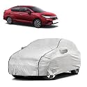 Car Bady Cover Waterproof Compatible with Honda City i-VTEC |Triple Stitched |Fully Elastic Ultra |Mirror Pocket | Heavy Buckle | Silver &amp; Black Piping (Silver &amp; Black)