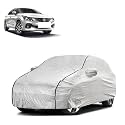 Car Bady Cover Waterproof Compatible with Maruti New Baleno |Triple Stitched |Fully Elastic Ultra |Mirror Pocket | Heavy Buckle | Silver &amp; Black Piping (Silver &amp; Black)