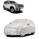 Car Bady Cover Waterproof Compatible with Mahindra XUV 300 |Triple Stitched |Fully Elastic Ultra |Mirror Pocket | Heavy Buckle | Silver &amp; Red Piping (Silver &amp; Red)