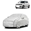 Car Bady Cover Waterproof Compatible with Maruti Ignis |Triple Stitched |Fully Elastic Ultra |Mirror Pocket | Heavy Buckle | Silver &amp; Black Piping (Silver &amp; Black)