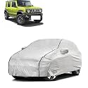 Car Bady Cover Waterproof Compatible with Maruti Jimny |Triple Stitched |Fully Elastic Ultra |Mirror Pocket | Heavy Buckle | Silver &amp; Black Piping (Silver &amp; Black)