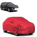 Car Bady Cover Waterproof Compatible with MG Hector Plus |Triple Stitched |Fully Elastic Ultra |Mirror Pocket | Heavy Buckle | MTH Red &amp; Black Piping (Red &amp; Black)