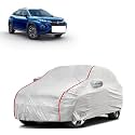 Car Bady Cover Waterproof Compatible with Maruti Fronx |Triple Stitched |Fully Elastic Ultra |Mirror Pocket | Heavy Buckle | Silver &amp; Red Piping (Silver &amp; Red)