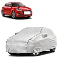 Car Bady Cover Waterproof Compatible with Maruti Swift |Triple Stitched |Fully Elastic Ultra |Mirror Pocket | Heavy Buckle | Silver &amp; Black Piping (Silver &amp; Black)