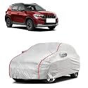 Car Bady Cover Waterproof Compatible with Mahindra Bolero |Triple Stitched |Fully Elastic Ultra |Mirror Pocket | Heavy Buckle | Silver &amp; Red Piping (Silver &amp; Red)