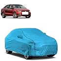 Car Bady Cover Waterproof Compatible with Volkswagen Vento |Triple Stitched |Fully Elastic Ultra |Mirror Pocket | Heavy Buckle | MTL Blue &amp; Black Piping (Blue &amp; Black)